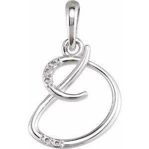 14K White Gold .025 CTW Natural Diamond Initial D 18" Necklace