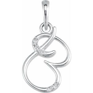 14K White Gold .025 CTW Natural Diamond Initial B 18" Necklace