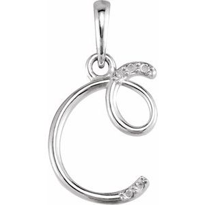14K White Gold .025 CTW Natural Diamond Initial C 18" Necklace