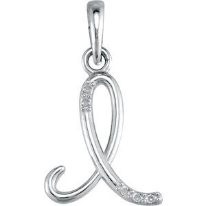 14K White Gold .025 CTW Natural Diamond Initial I 18" Necklace