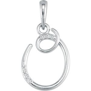14K White Gold .025 CTW Natural Diamond Initial O 18" Necklace