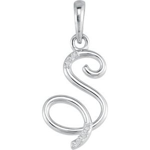 14K White Gold .025 CTW Natural Diamond Initial S 18" Necklace