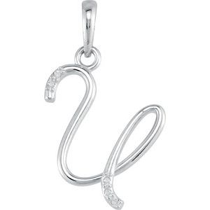 14K White Gold .025 CTW Natural Diamond Initial U 18" Necklace