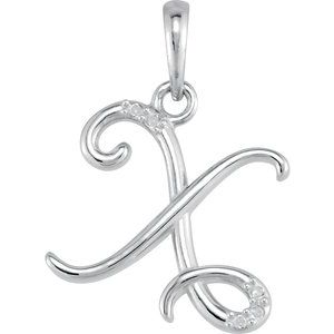 14K White Gold .025 CTW Natural Diamond Initial X 18" Necklace