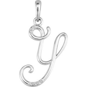 14K White Gold .025 CTW Natural Diamond Initial Y 18" Necklace
