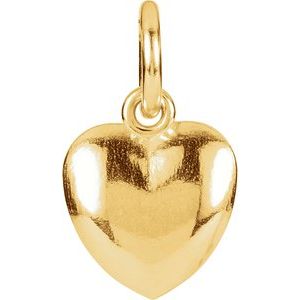 14K Yellow Gold Posh Mommy® Puffed Heart Charm/Pendant