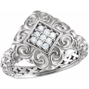 14K White Gold 1/8 CTW Natural Diamond Ring