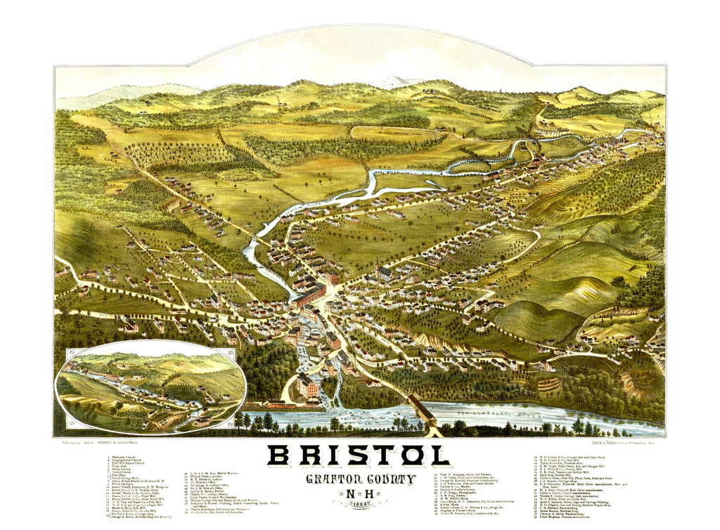 Vintage Map of Bristol, New Hampshire 1884