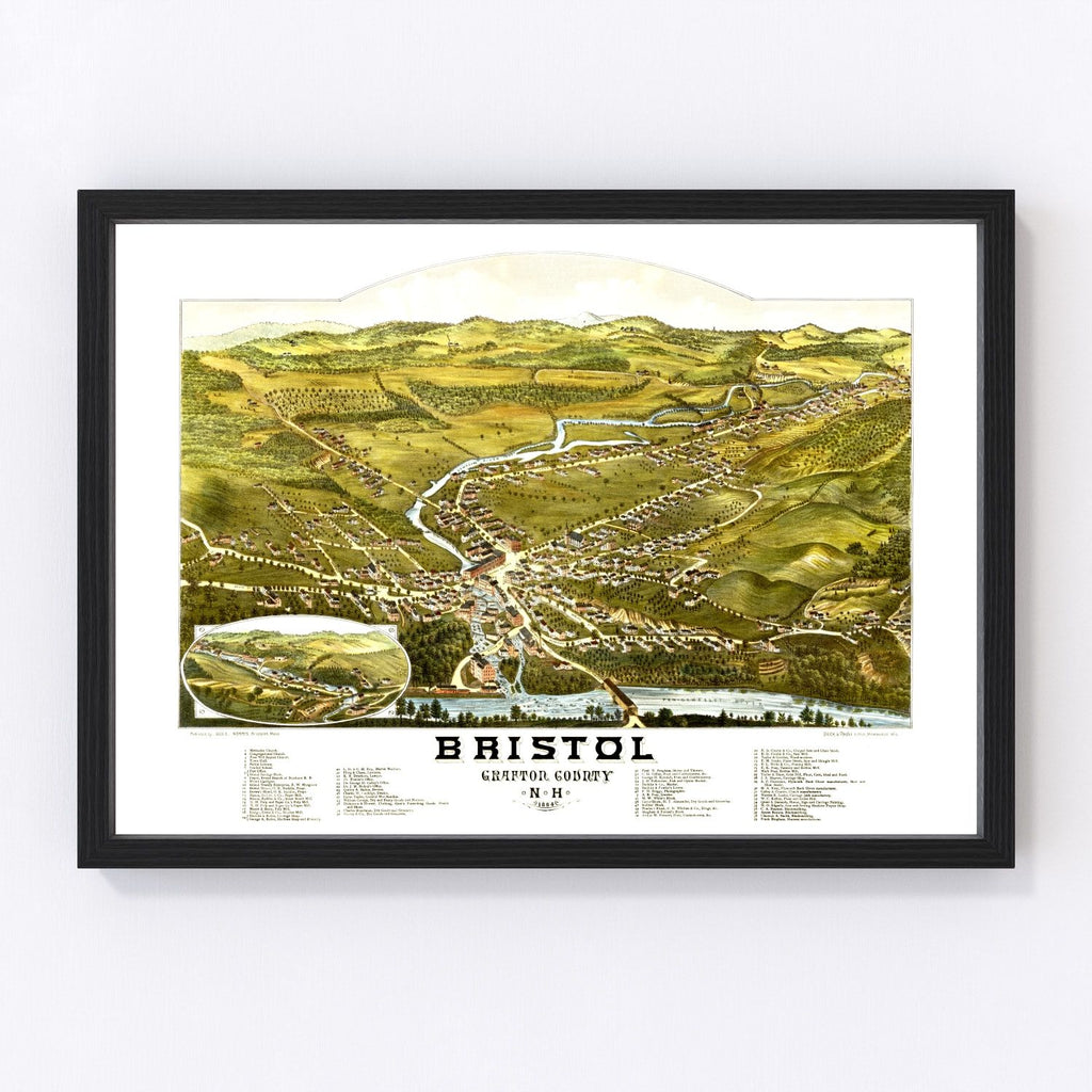 Vintage Map of Bristol, New Hampshire 1884