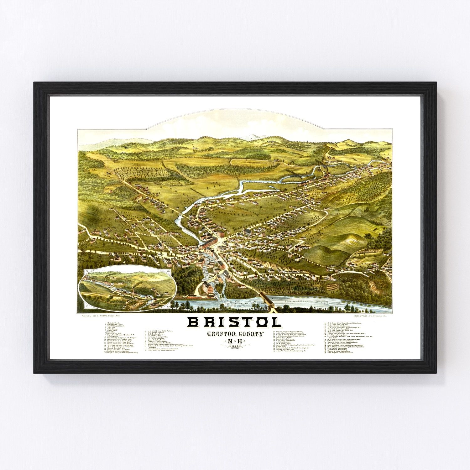 Vintage Map of Bristol, New Hampshire 1884