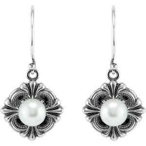 Sterling Silver Cultured White Akoya Pearl Earrings