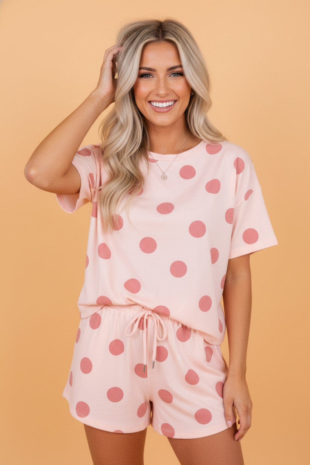 Polka Dot Tee & Drawstring Short Set