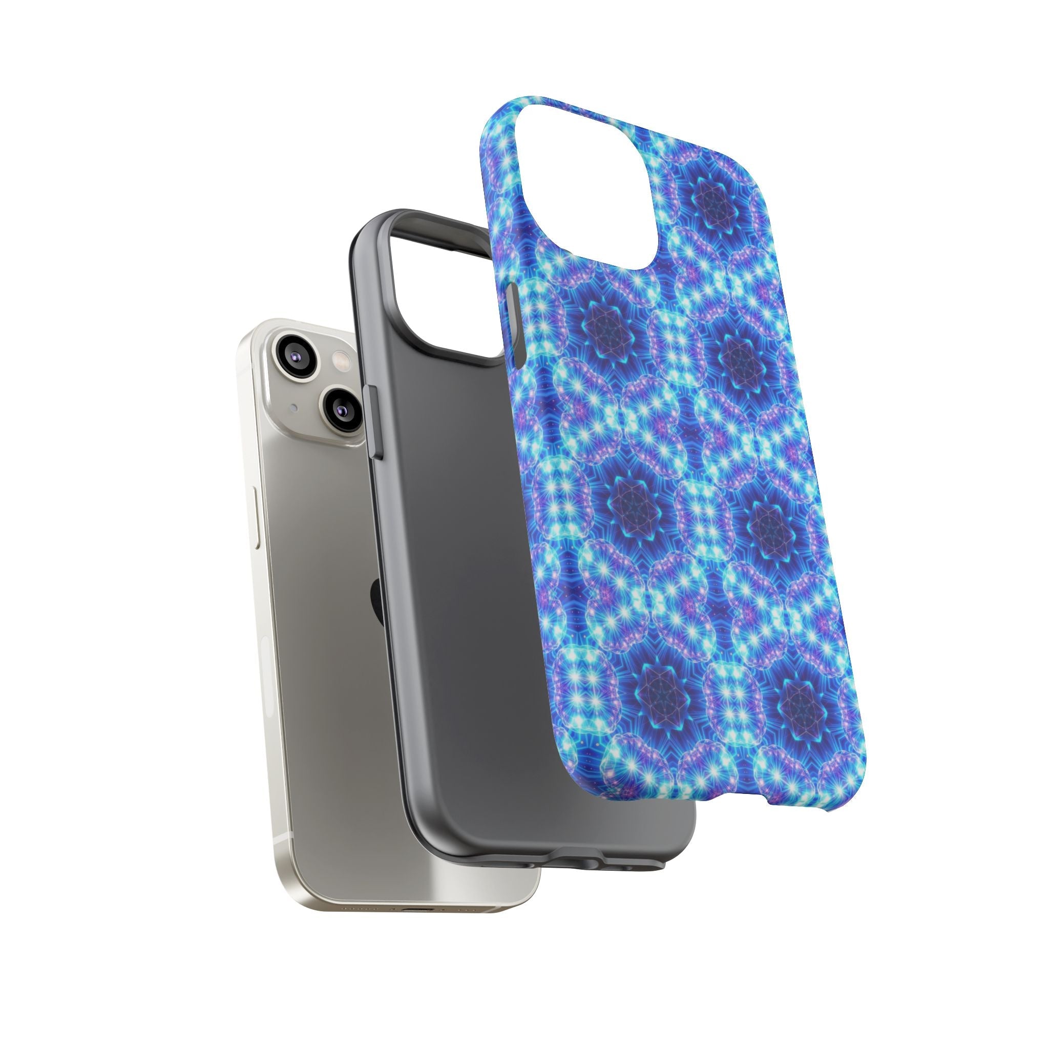 Blue Mandalas with Neon Lights Tough Phone Cases