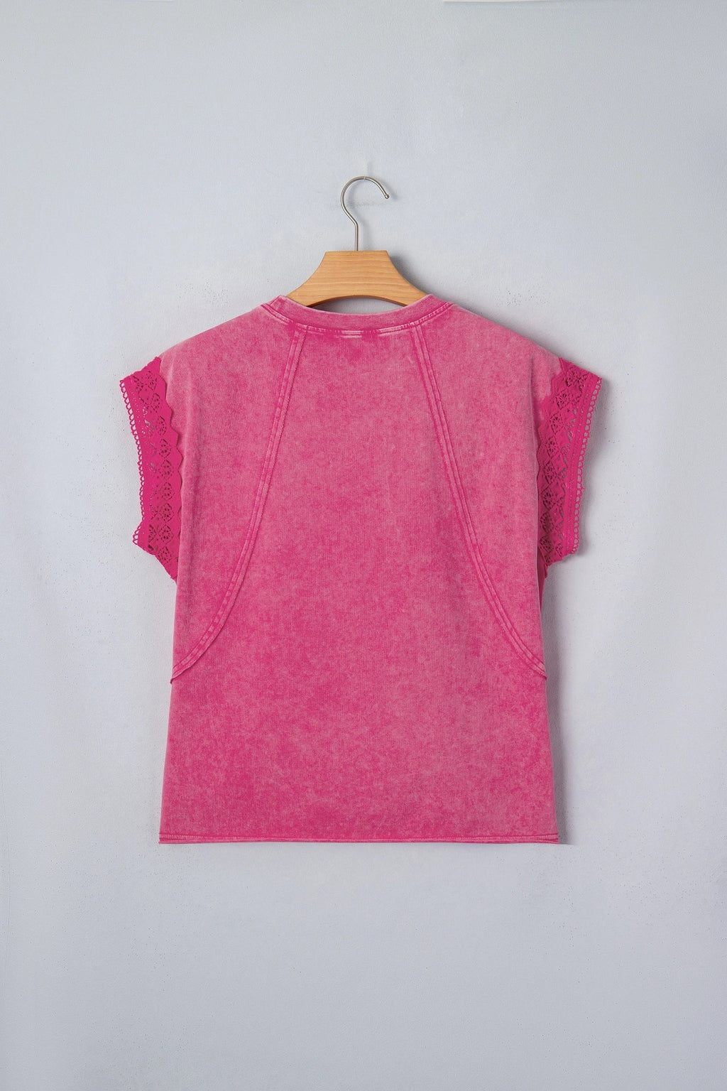 Mineral Wash Raw Seam Lace Cap Sleeve Top