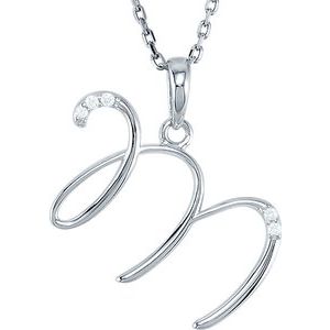 14K White Gold .025 CTW Natural Diamond Initial M 18" Necklace