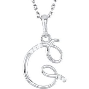 14K White Gold .025 CTW Natural Diamond Initial G 18" Necklace