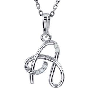 14K White Gold .025 CTW Natural Diamond Initial A 18" Necklace