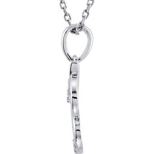 14K White Gold .025 CTW Natural Diamond Initial E 18" Necklace