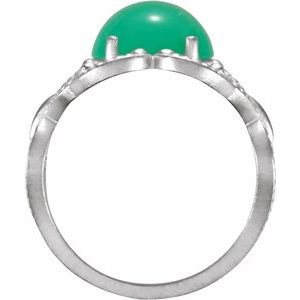 Sterling Silver Natural Green Chrysoprase Cabochon Ring