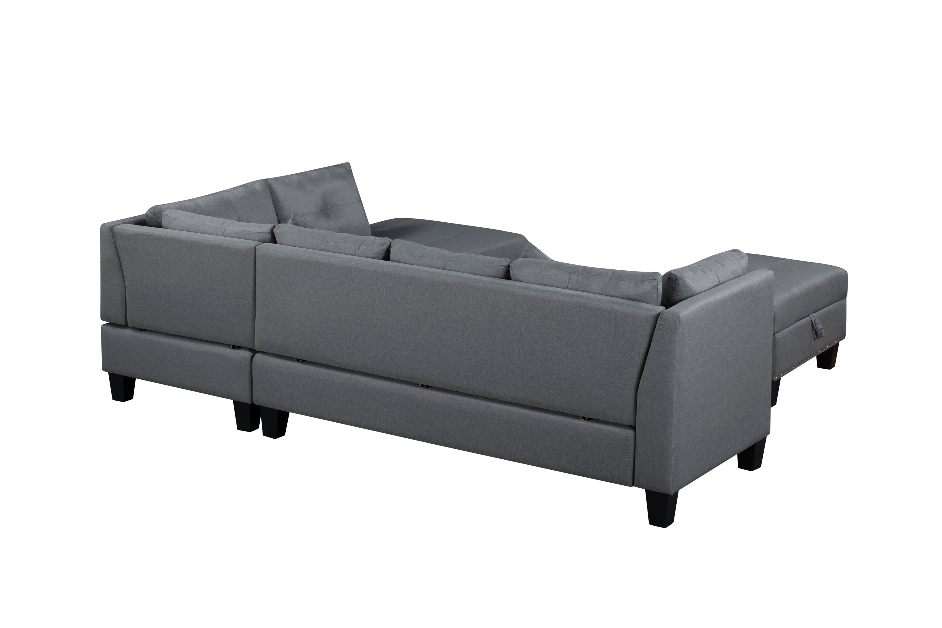 104.5' Upholstered Sofa,Chaise & Ottoman , Gray