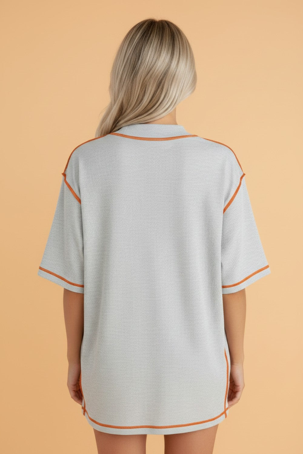 Reversible Contrast Stitching Mock Neck T-Shirt