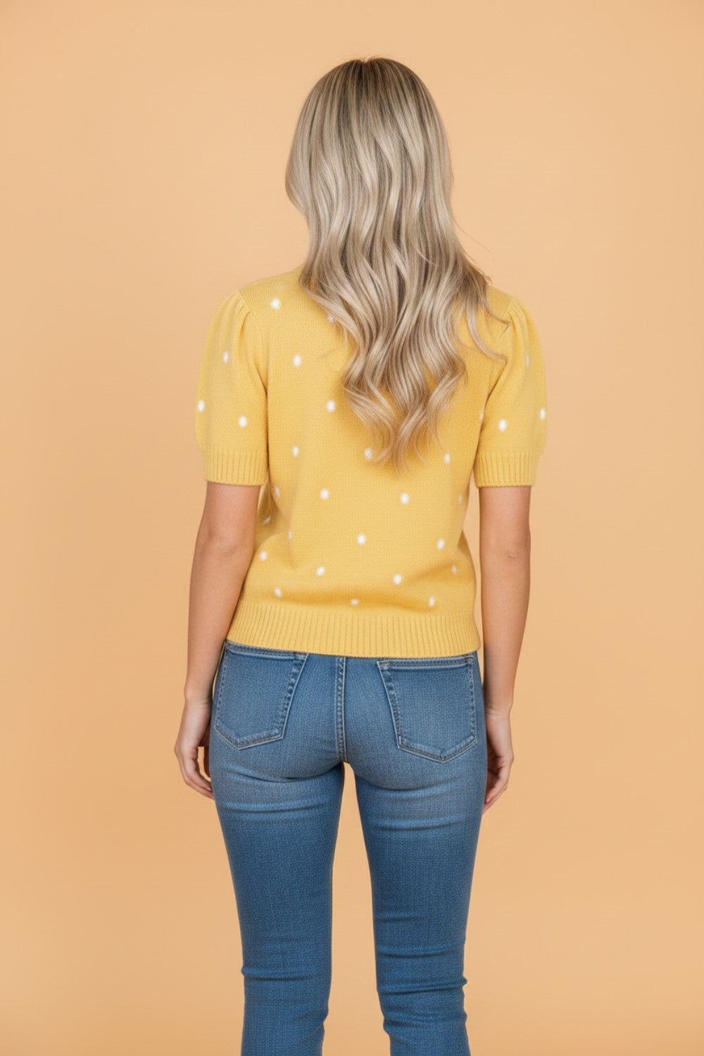 Polka Dot Bubble Short Sleeve Sweater