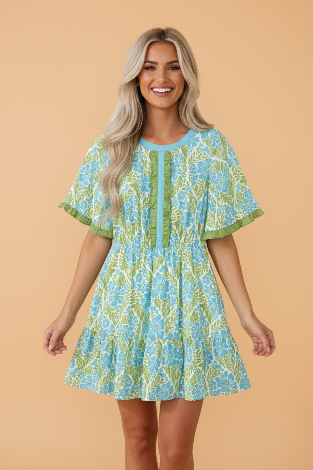 Floral High Waist Ruffle Mini Dress