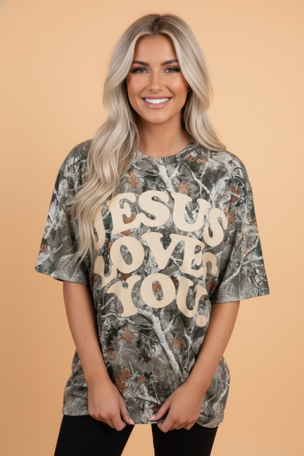 Love Like Jesus Camo Woodland Tee