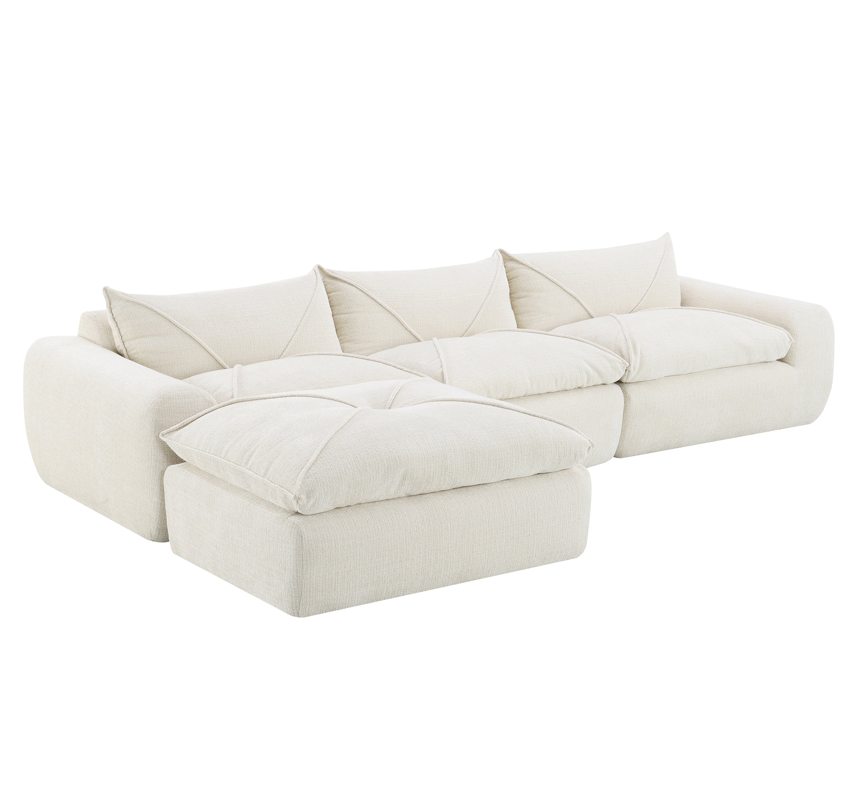 [VIDEO Provided] 116'' Fully Compressed Sofa with High Density Foam, No Assembly Required, Legless Design without Frame, Integrated Backrest and Seat Cushion, Free Combination, Particle Chenille