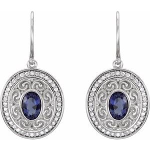 14K White Gold Natural Iolite & 1/3 CTW Natural Diamond Earrings – image 2