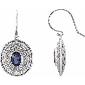 14K White Gold Natural Iolite & 1/3 CTW Natural Diamond Earrings