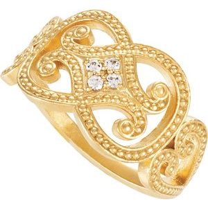 14K Yellow Gold .05 CTW Natural Diamond Granulated Ring