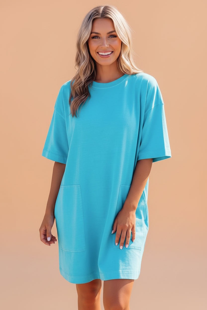Solid Drop Shoulder T-Shirt Mini Dress