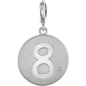 Sterling Silver .005 CT Natural Diamond Numeral 8 Charm/Pendant