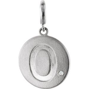 Sterling Silver .005 CT Natural Diamond Numeral 0 Charm/Pendant