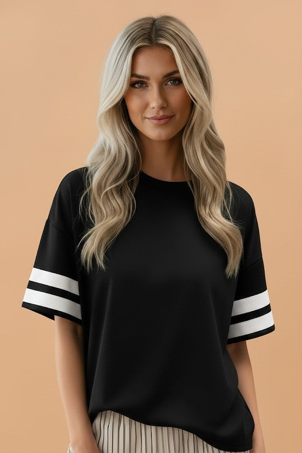 Varsity Stripe Crew Neck Short Sleeve T-Shirt