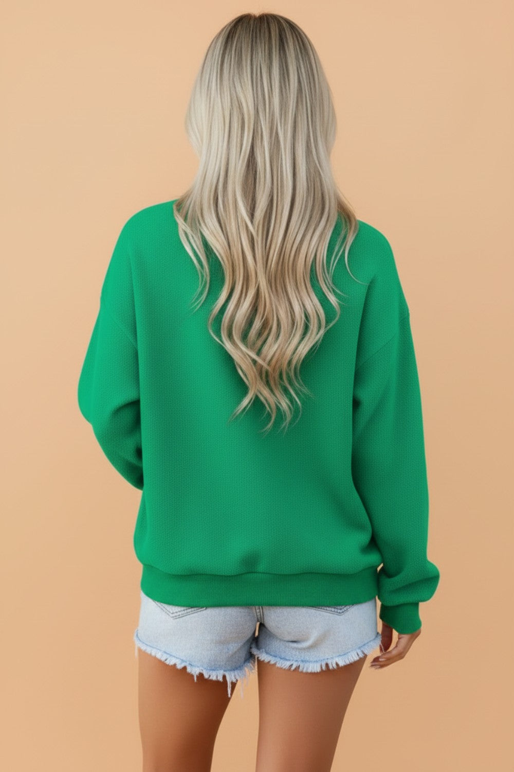 Reversible Mock Neck Oversize Drop Shoulder Sweatshirt