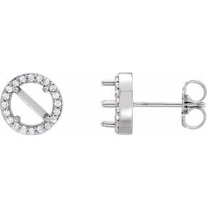 Platinum 5.2 mm Round 1/10 CTW Natural Diamond Semi-Set Earrings