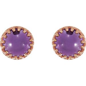 14K Rose Gold 8 mm Natural Amethyst Earrings – image 2