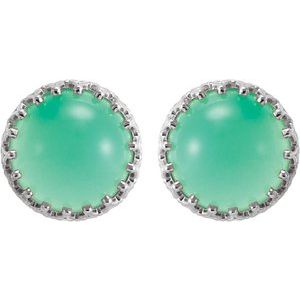 Sterling Silver 10 mm Natural Green Chrysoprase Earrings – image 2
