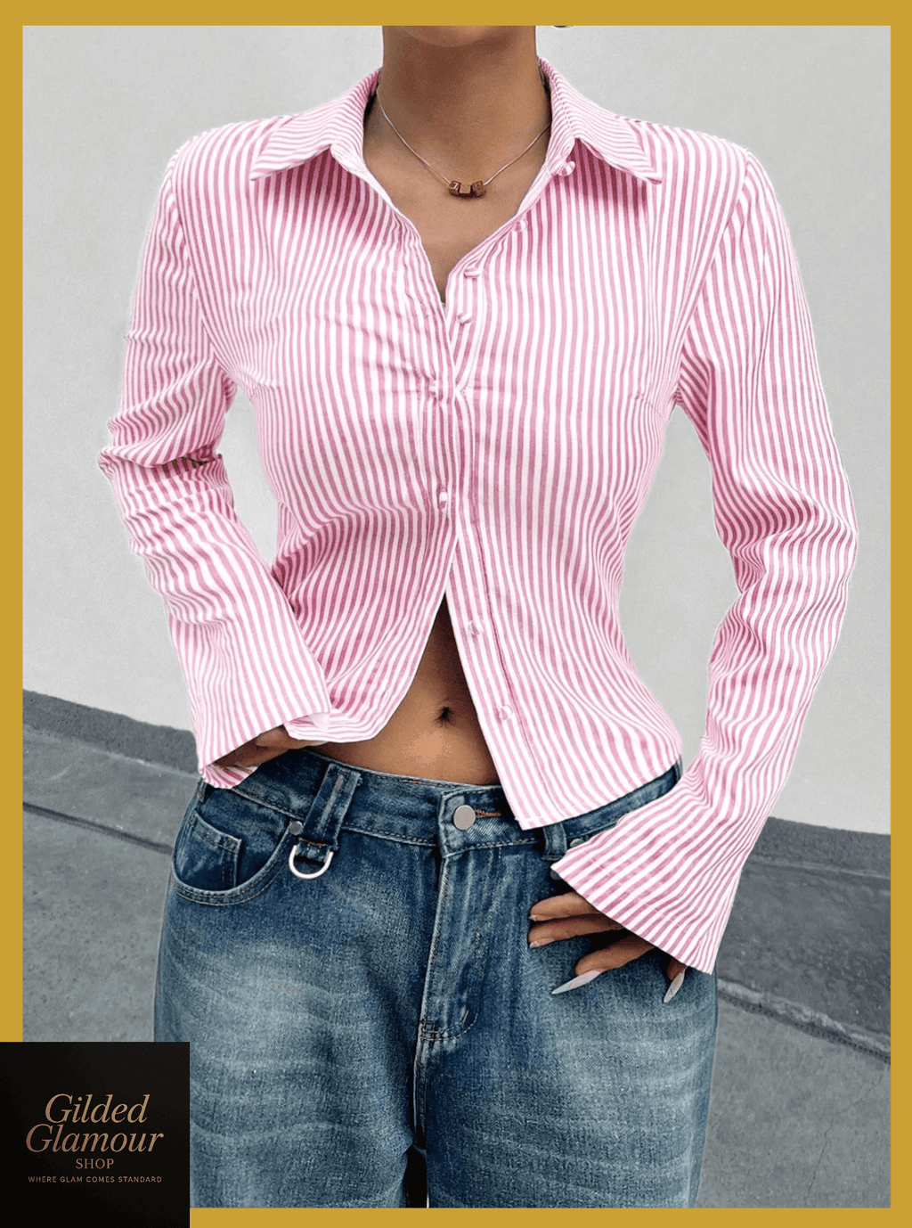 Striped Button Up Long Sleeve Shirt