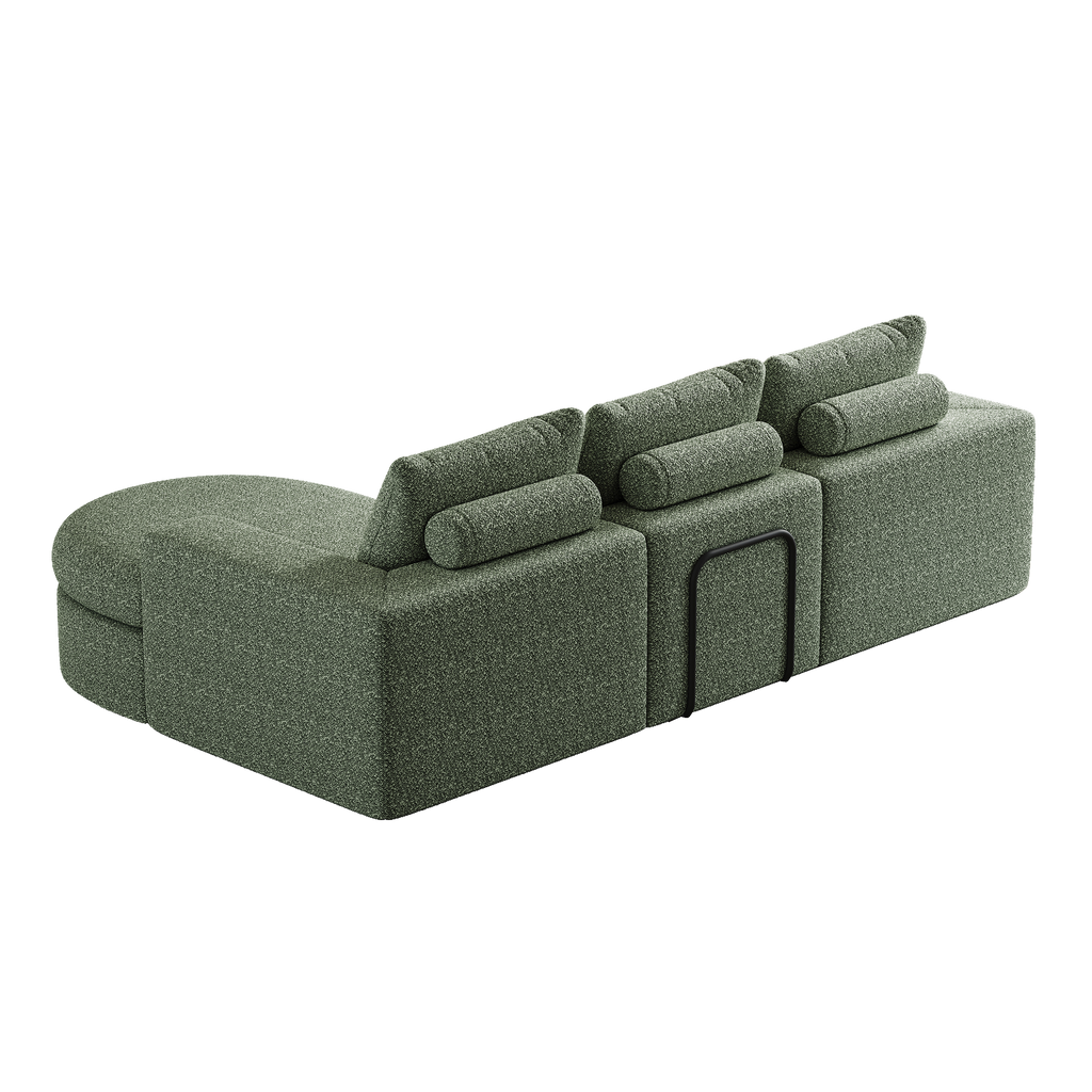 99-Inch Chenille Cloud Curved Sectional Sofa with Chaise, L-Shaped Modern Boneless Couch with Deep Seats, Chenille Sectional Sofa for Living Room and Bedroom, No Assembly Required