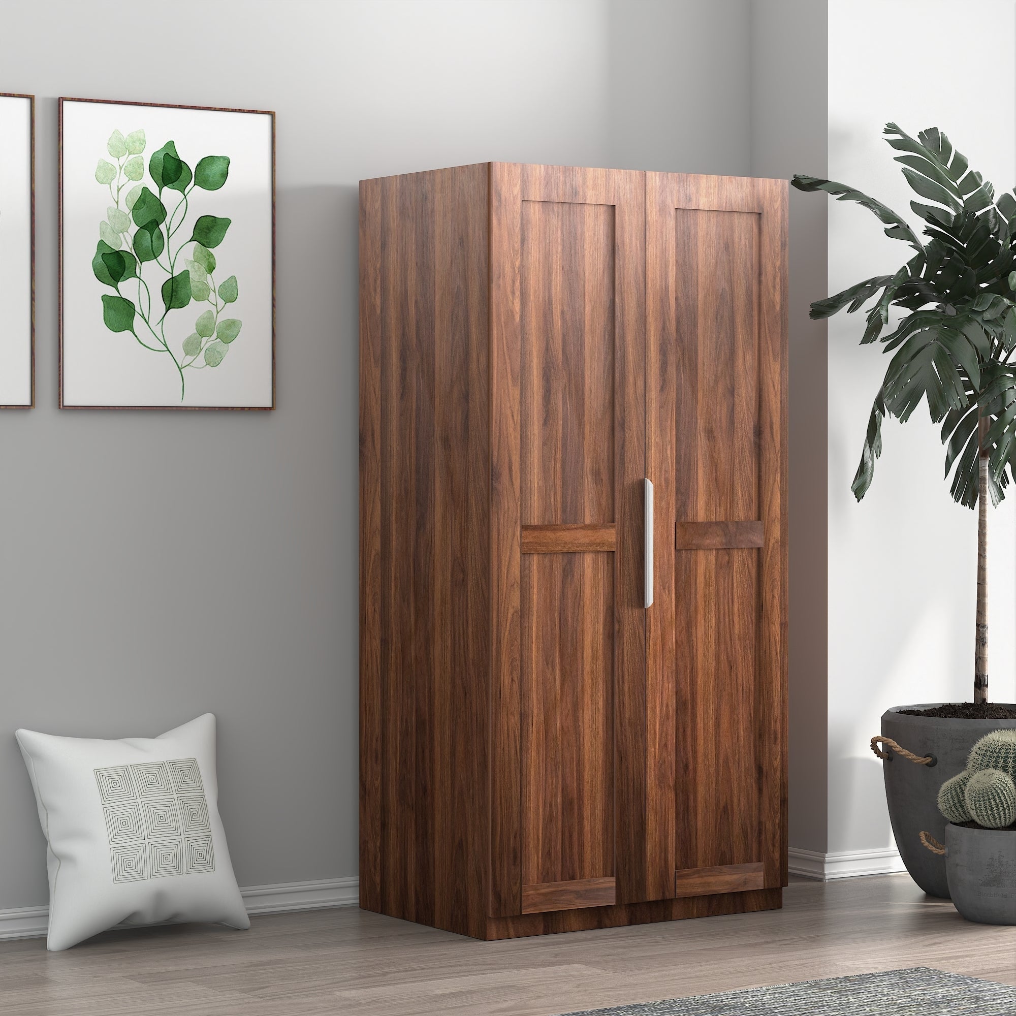 62.99in Kitchen Pantry Cabinet, Walnut  Freestanding Buffet Cupboards Sideboard with Doors &  Shelves, Kitchen Pantry Storage Cabinet for Kitchen, Living Room and Dinning Room