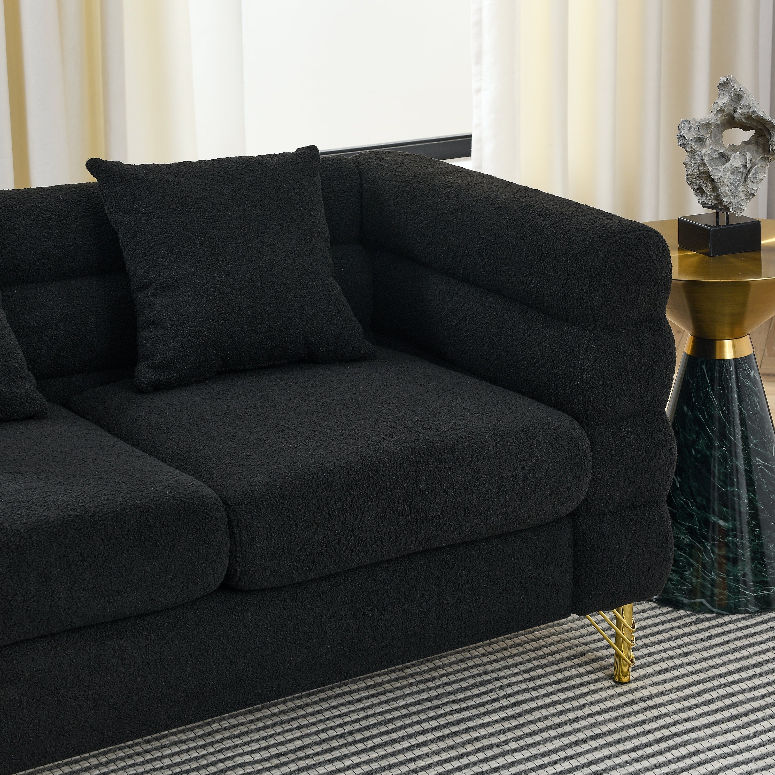 81.5-Inch Oversized Corner Sofa, L-Shaped Sectional Couch,   5-Seater Corner Sofas with 3 Cushions for Living Room, Bedroom, Apartment, Office