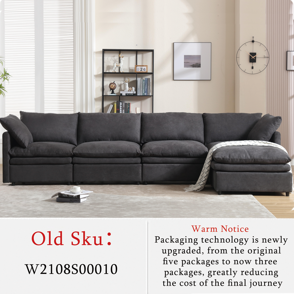 [ PACKAGING NEW UPGRADE]   [VIDEO PROVIDED]Modern U-shaped Sectional Sofa ,5-seat  Sofa ,Sleeper Sofa Couch with Chaise Lounge for Living Room,Apartment,Upholstered,Polyester,New upgrade,Dark Gray