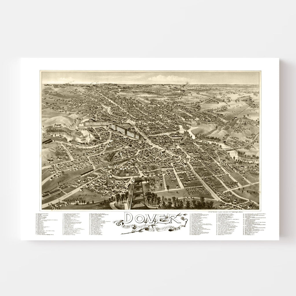 Vintage Map of Dover, New Hampshire 1888