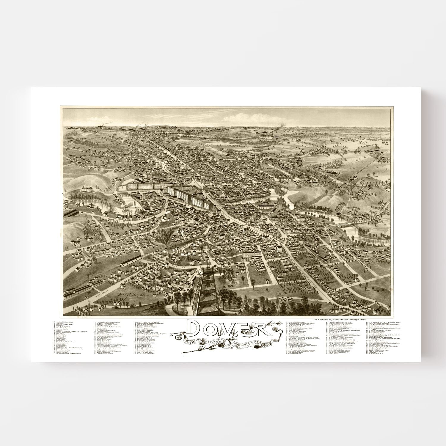 Vintage Map of Dover, New Hampshire 1888