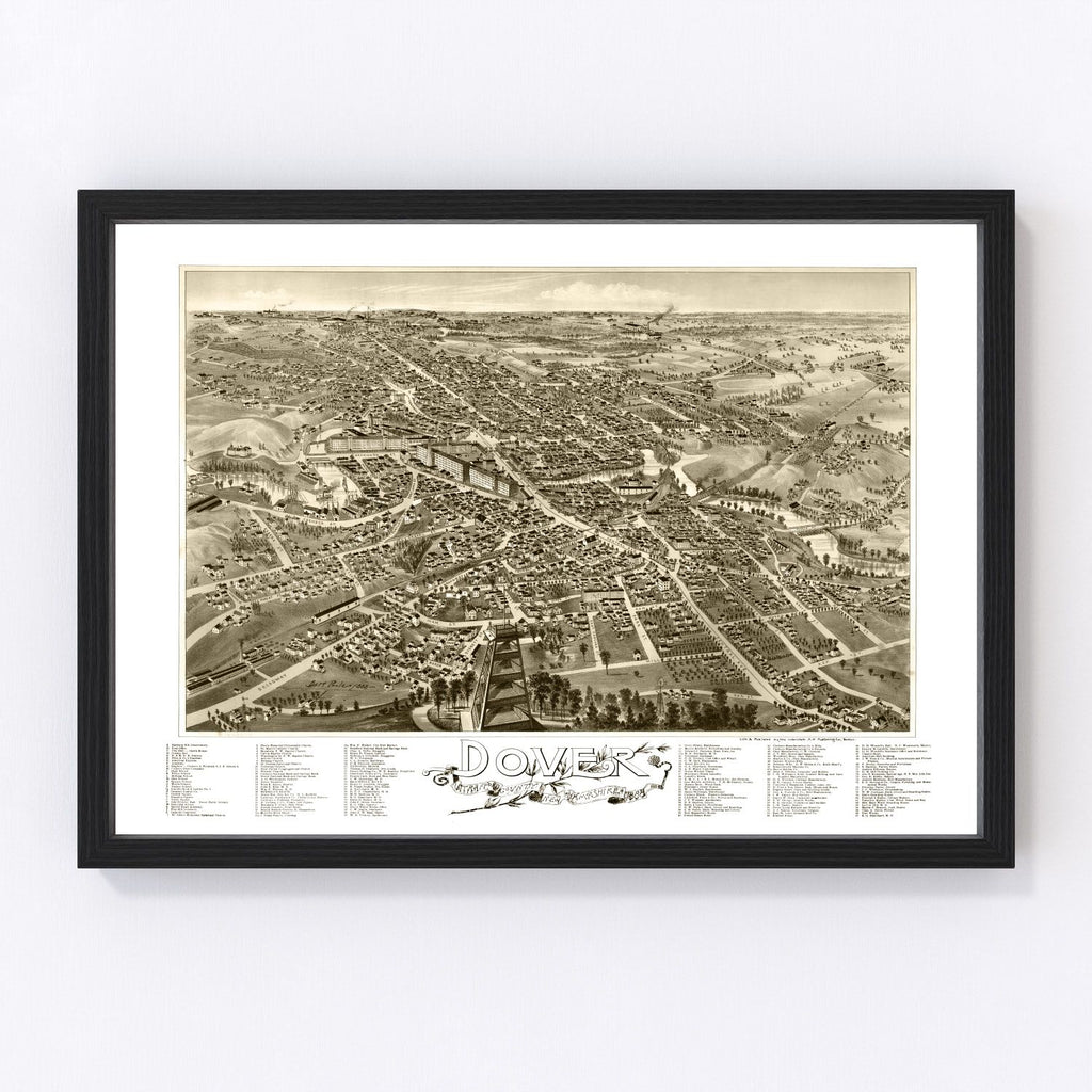Vintage Map of Dover, New Hampshire 1888