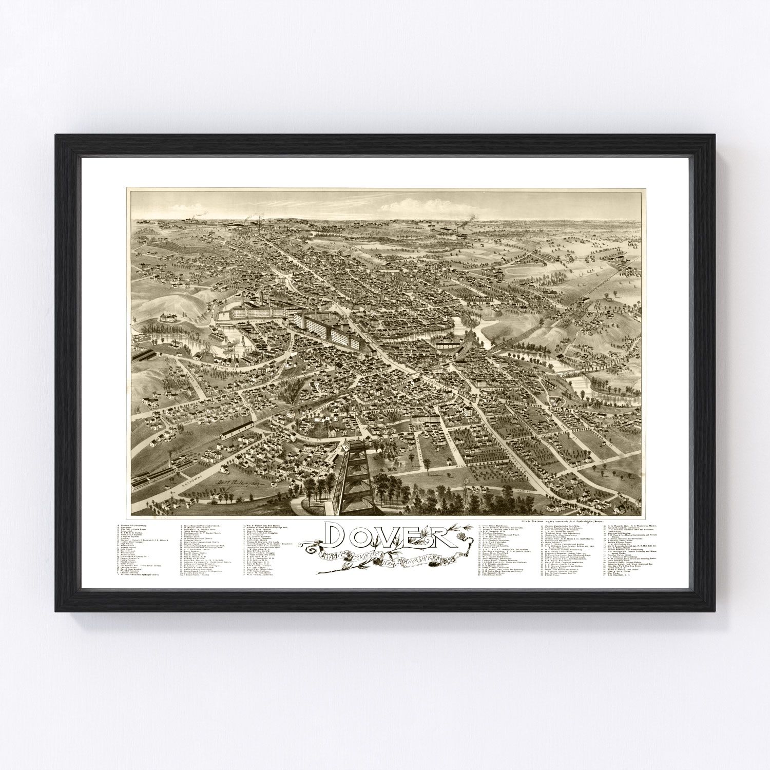 Vintage Map of Dover, New Hampshire 1888