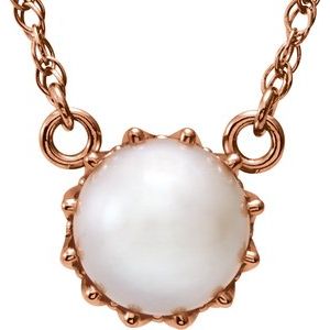 14K Rose Gold Cultured White Freshwater Pearl 18" Necklace